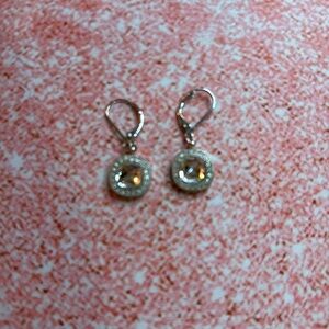 Silver tone clear stone earrings